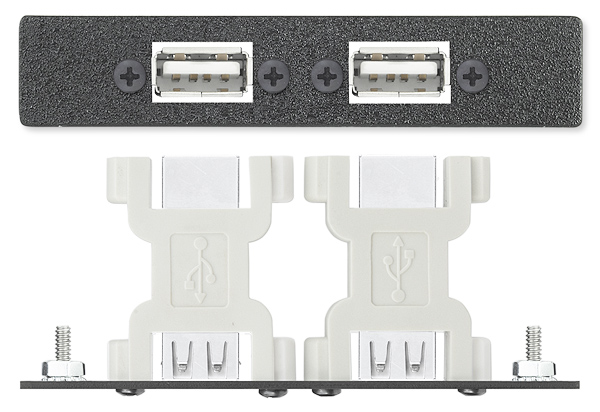 2 个 USB A 型插座对 USB B 型插座适配器