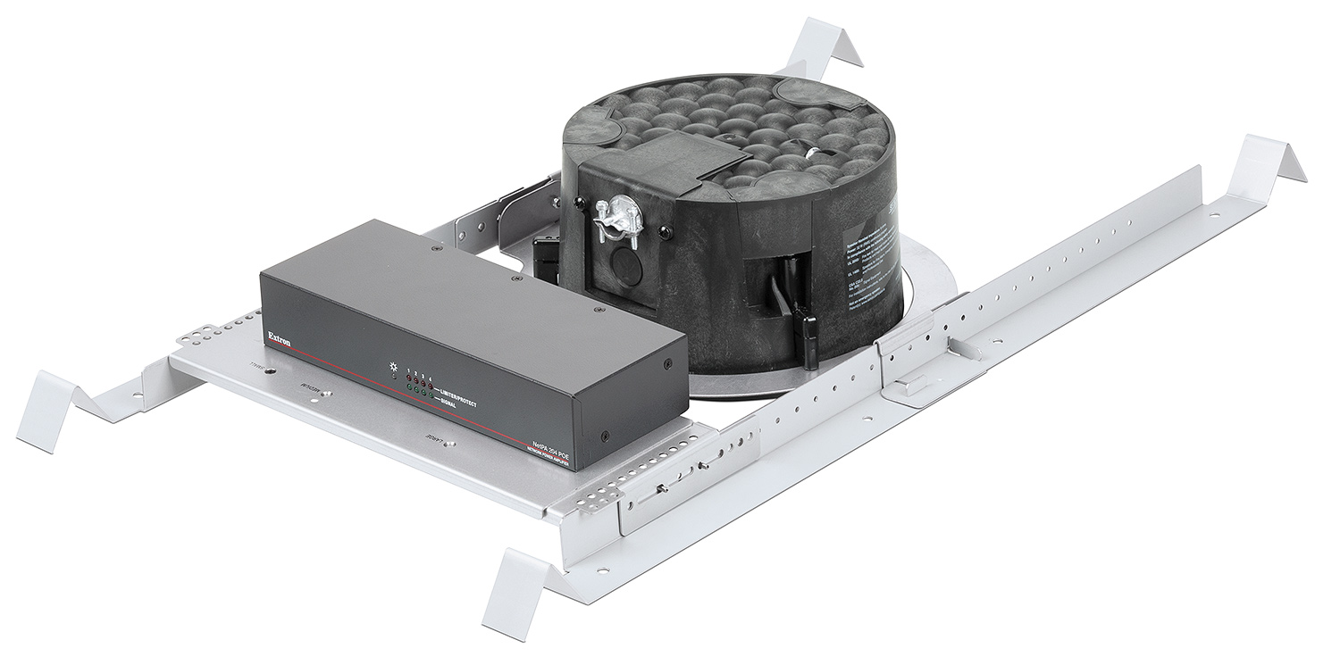 NetPA 204 POE Shown Assembled to ATB 100, Modular V-rails, and Foldable C-ring with a SF 3CT LP Speaker - not included