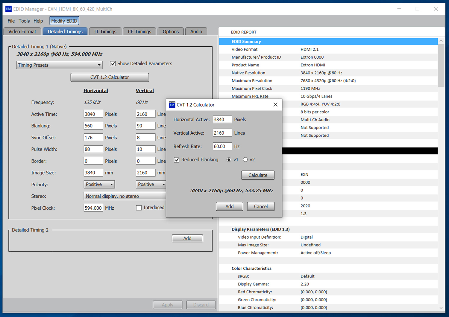 EDID Manager 3.0 - Detailed Timings and CVT