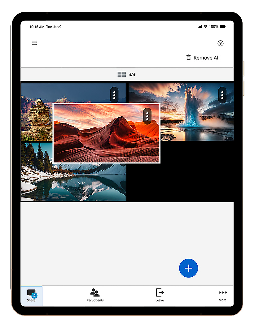 Swap shared content on the display from an iPad