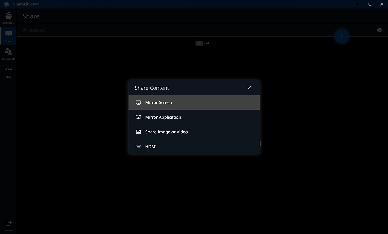 Several Sharing Options are Available from the ShareLink Pro software
