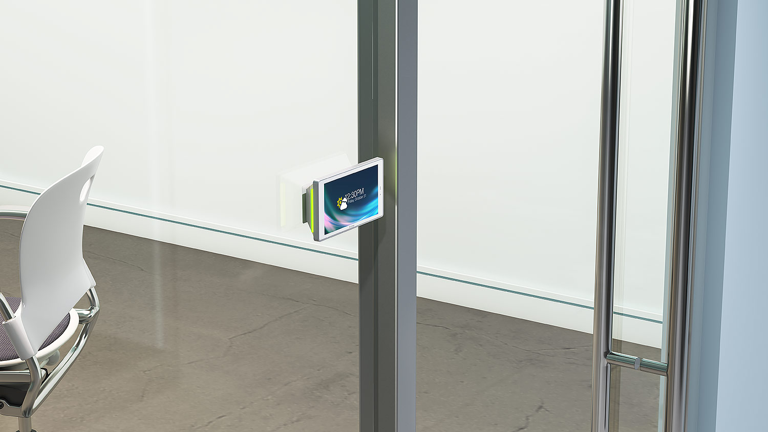 SMK 4 in white installed on glass (Touchpanel sold separately) 

