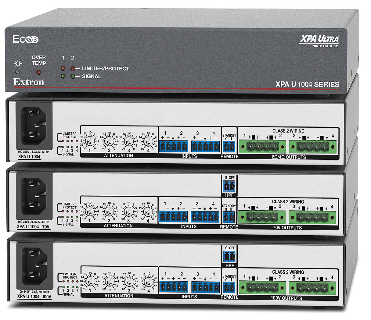 XPA U 1004 Four Channel 100 watt Amplifier Family